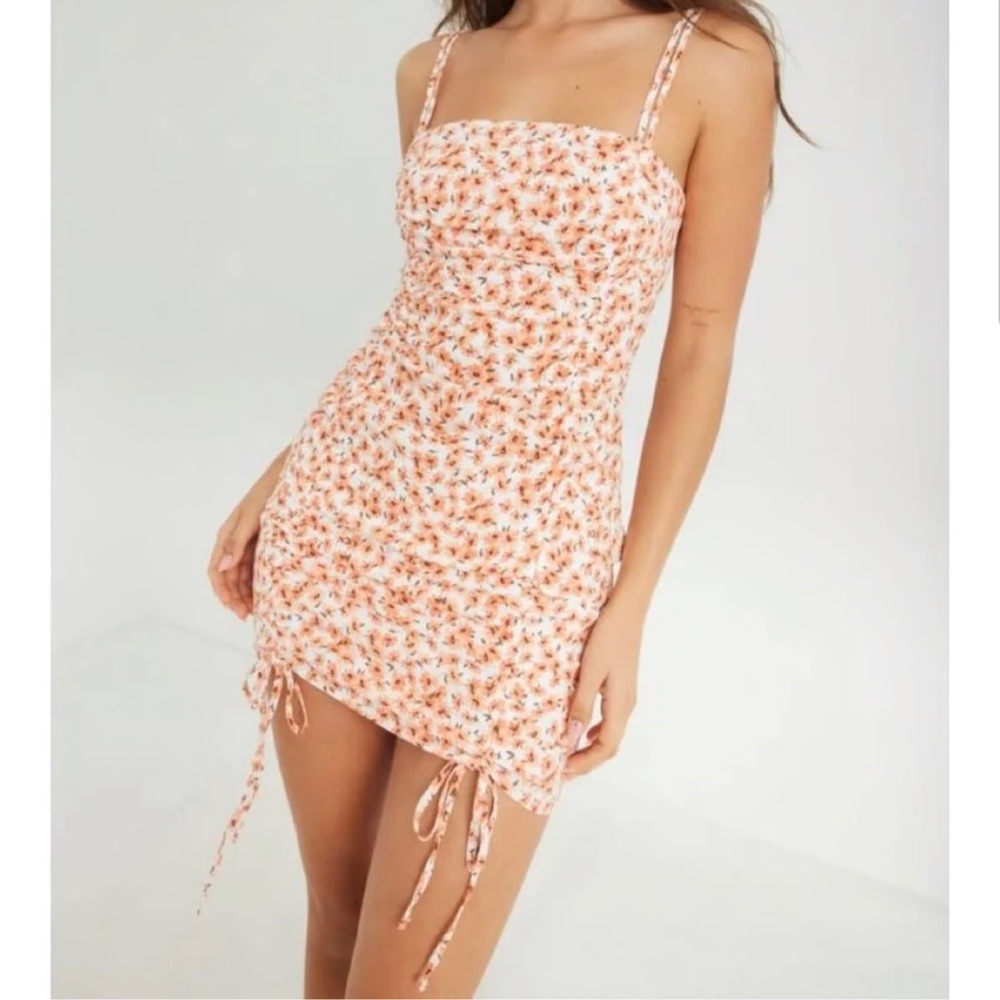 NEW Garage White and Orange Floral Sleeveless Mini Dress Women’s Size Large